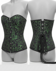 Corsetto Overbust Damascato Nero e Verde (Sartoriale)