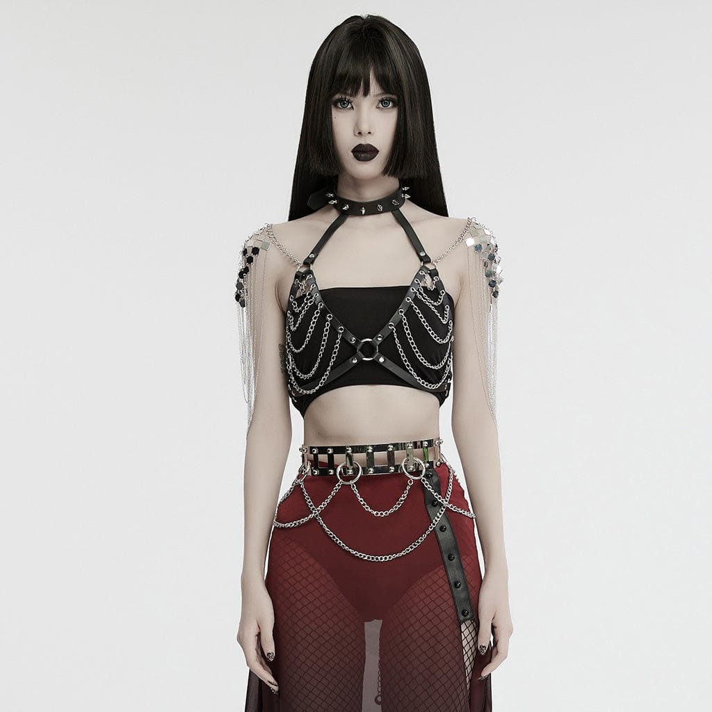 Punk rave harness in ecopelle e catene