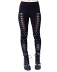 Vixxsin - Umbrae Leggings con lacci e borchie