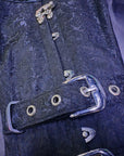 Corsetto underbust con stecche e fibbie damascato nero