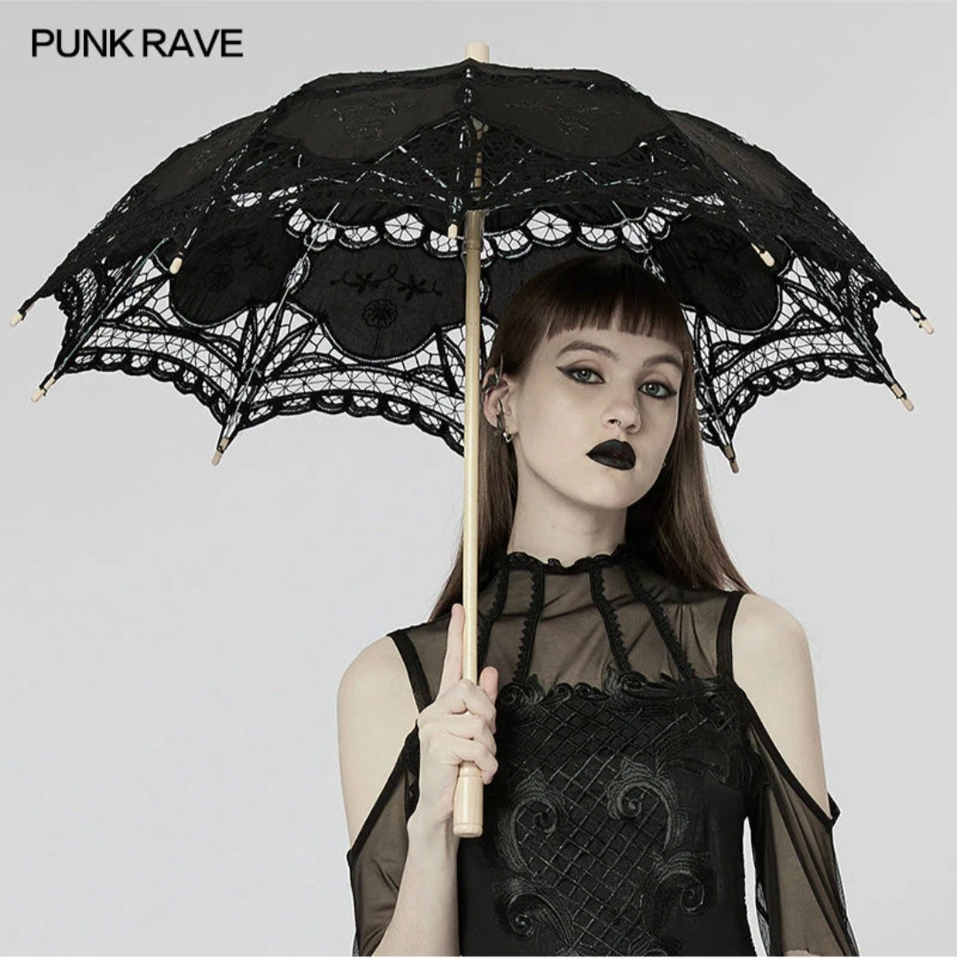 Punk rave - Ombrello Gotico in pizzo di cotone