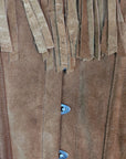 Corsetto Overbust in pelle scamosciata con frange Beige scuro steccato (Sartoriale)