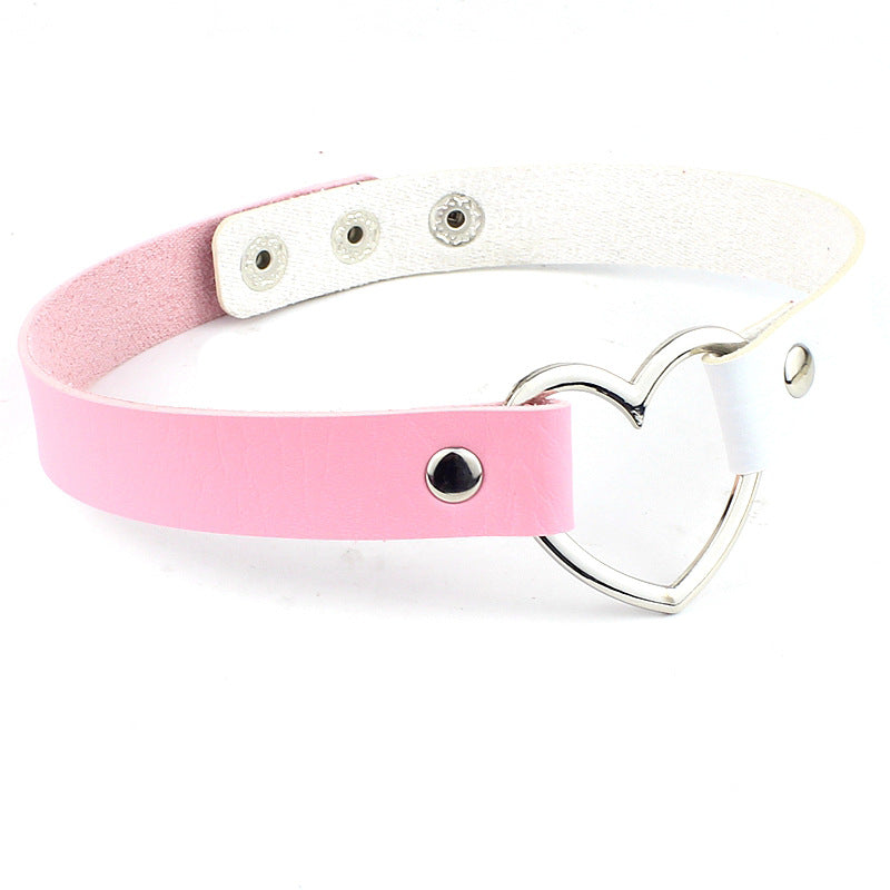 Choker cuore bianco e rosa vegan