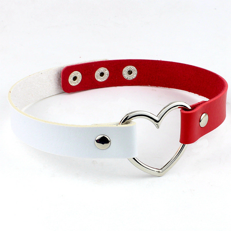 Choker cuore bianco e rosso vegan