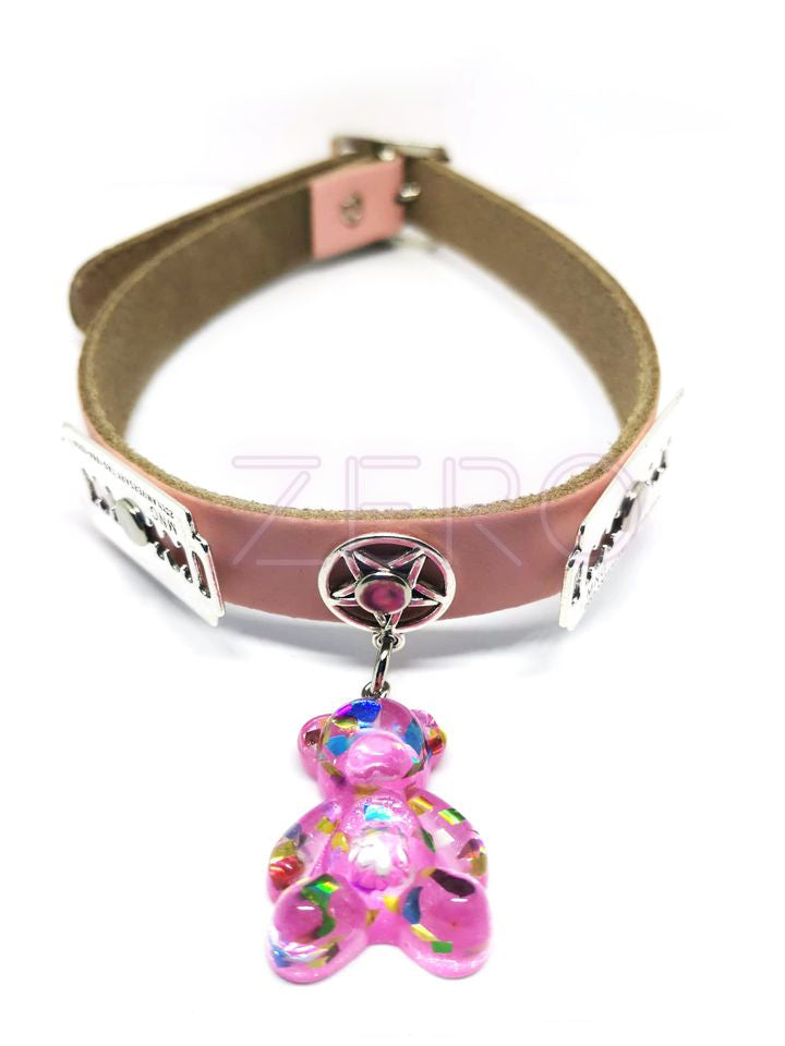 Custom Choker Pink Bear & Blades.