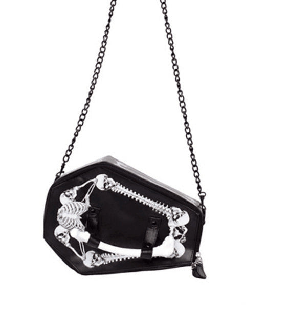 KREEPSVILLE 666 BORSA A FORMA DI BARA CON OSSA E SCHELETRI