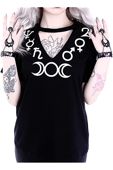 RESTYLE T-SHIRT V-NECK TRIPLE MOON