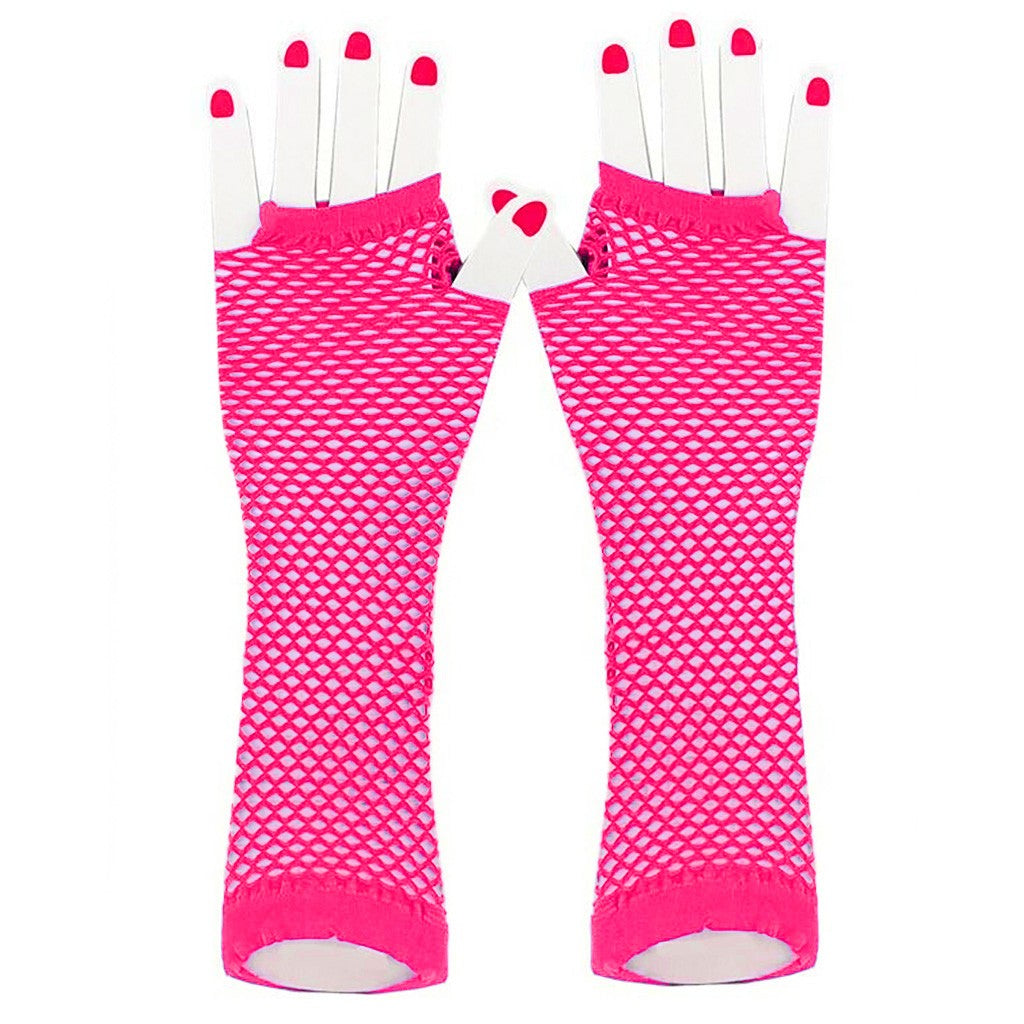 Guanti a rete lunghi Neon Pink