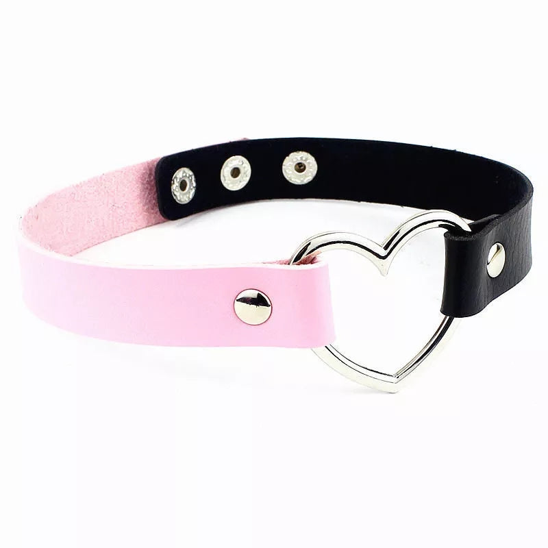 Choker cuore rosa e nero vegan
