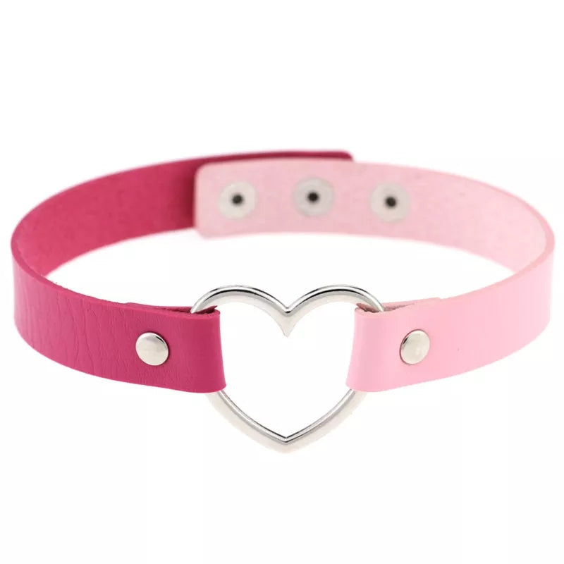 Choker cuore fucsia e rosa vegan