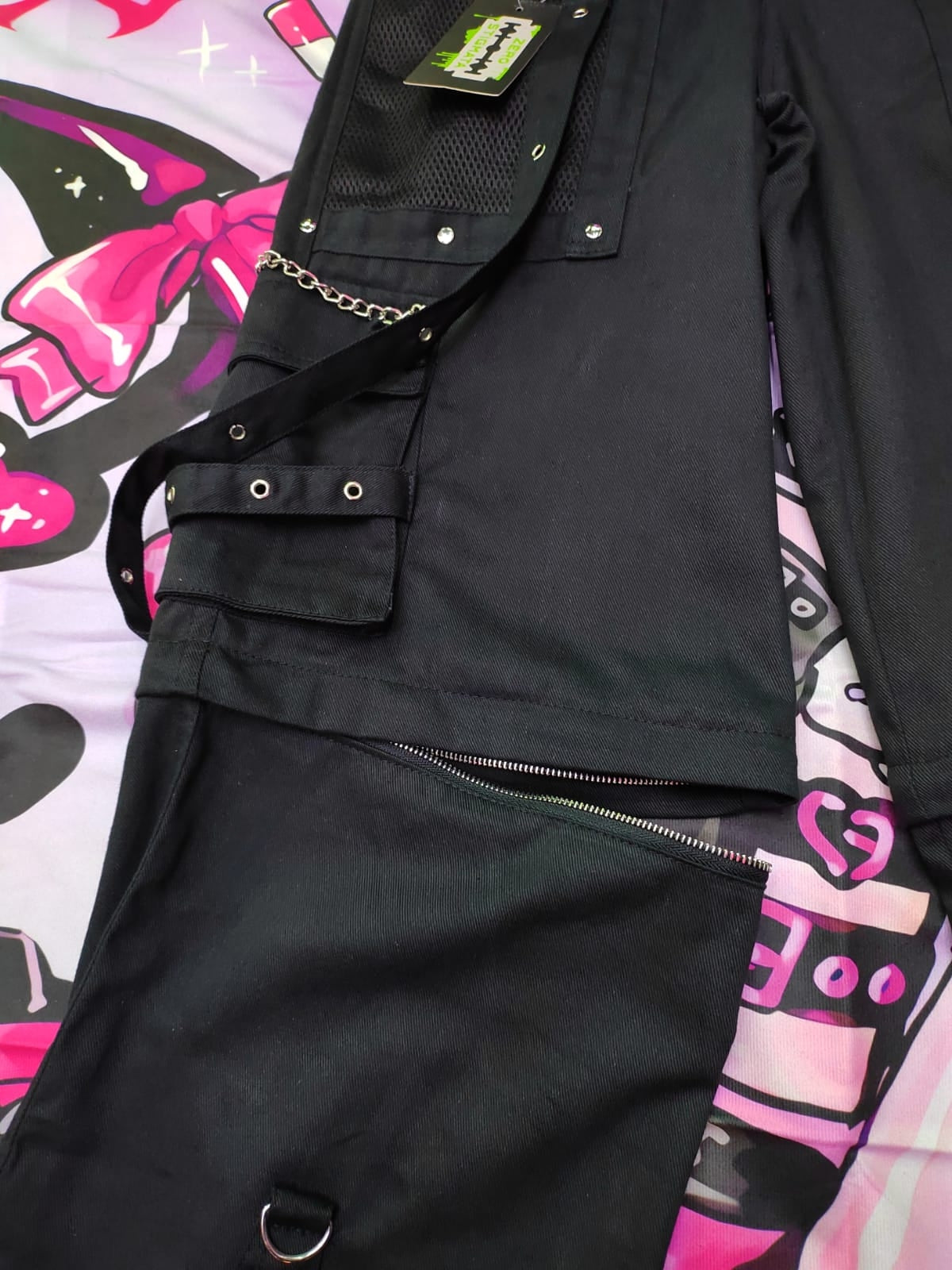 Pantaloni cargo cybergoth nero