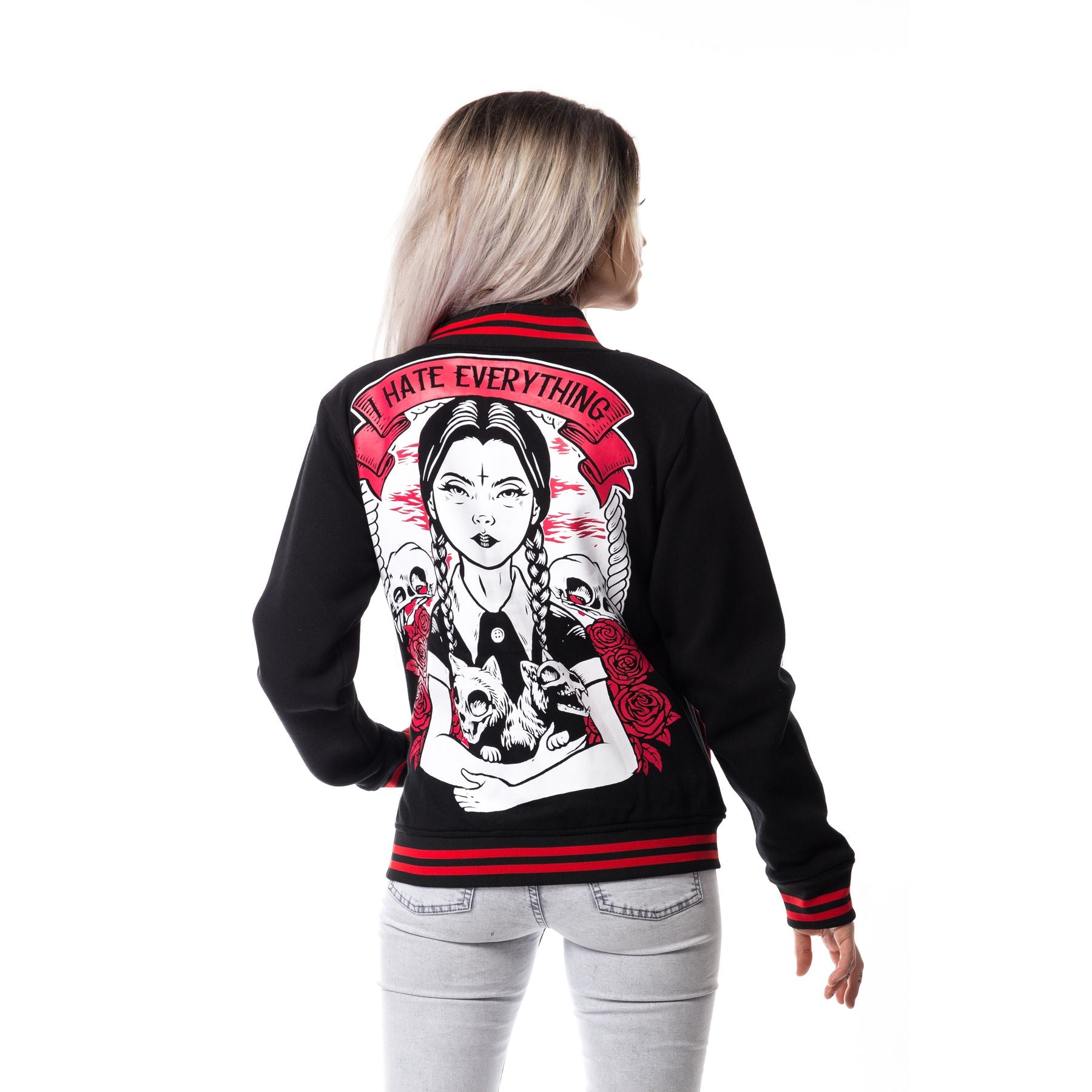 Giacca Varsity Mercoledì nera e rossa