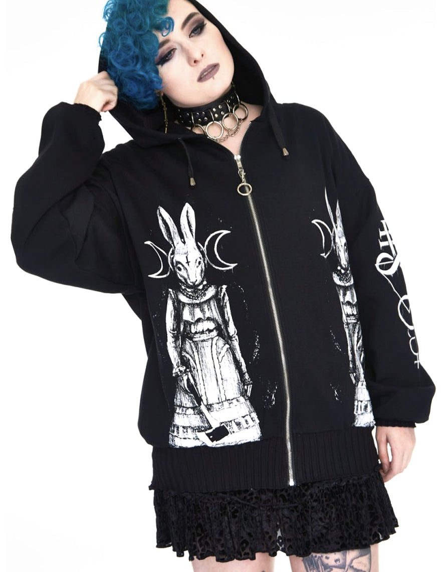 Felpa oversize cacciatrice maschera da coniglio