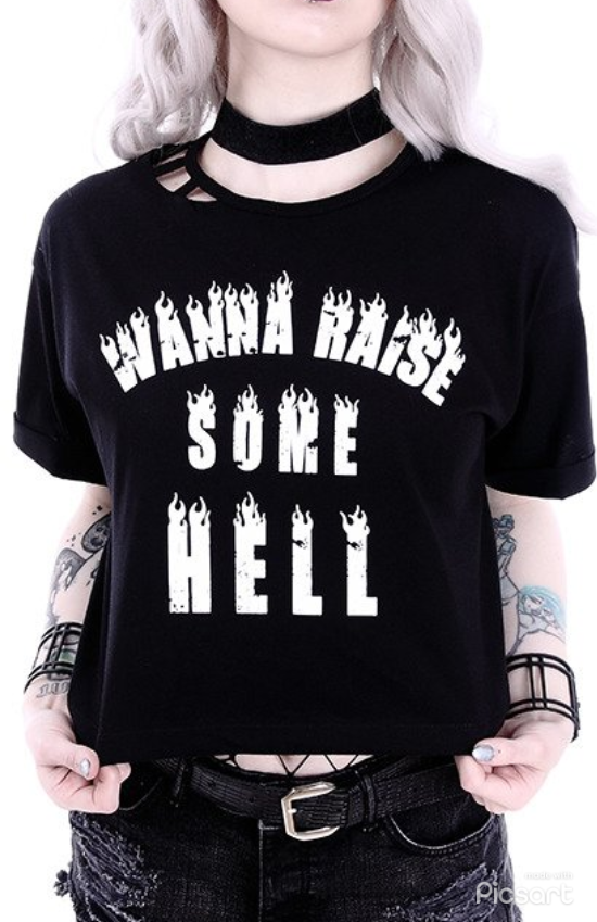 RESTYLE CROP TOP "WANNA RAISE SOME HELL"