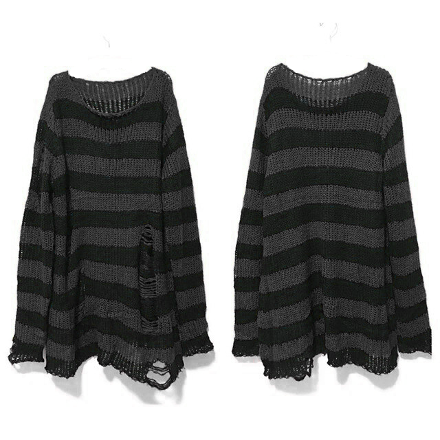Maglione a righe Nere e Grige