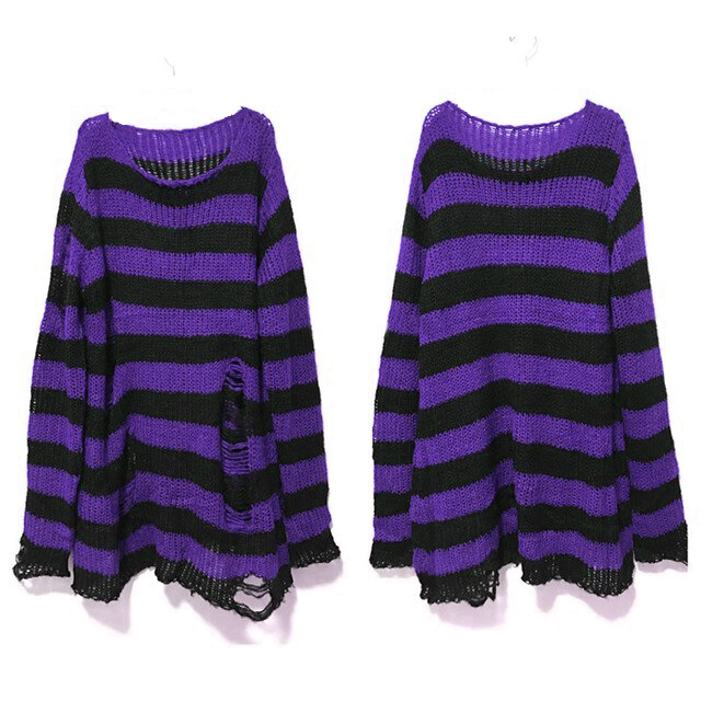 Maglione a righe Nere e Viola