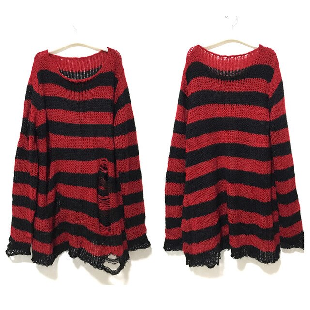 Maglione a righe Nere e Rosse