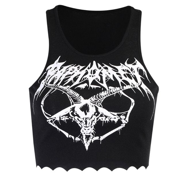 Crop top nero logo Baphomet