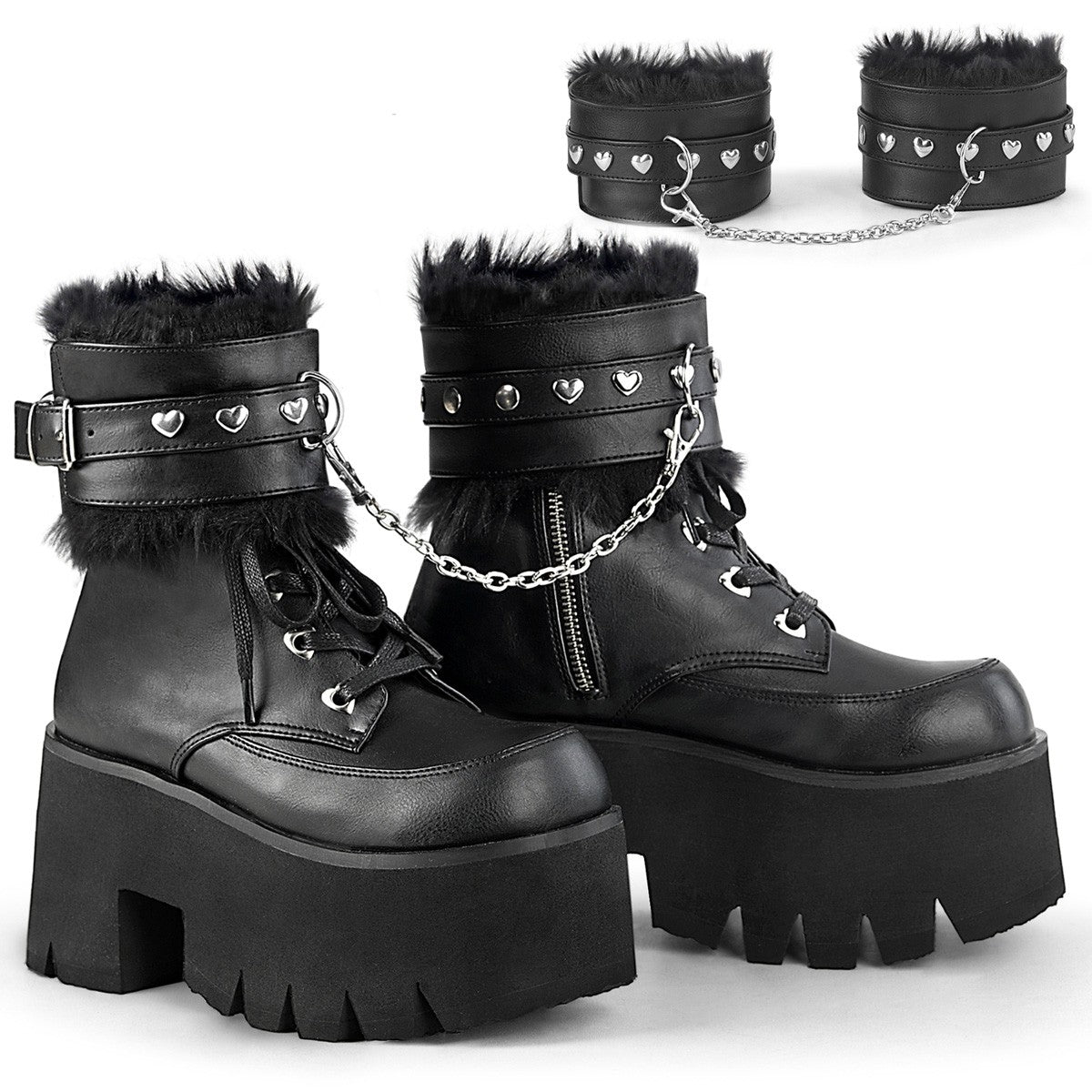 DEMONIACULT ASHES-57 Black Vegan Leather and Suede