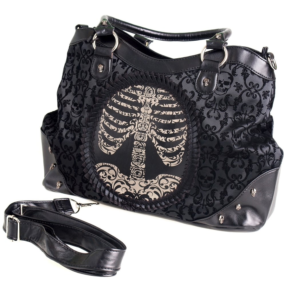 BANNED ALTERNATIVE BORSA CAMEO CON OSSA E TESCHI