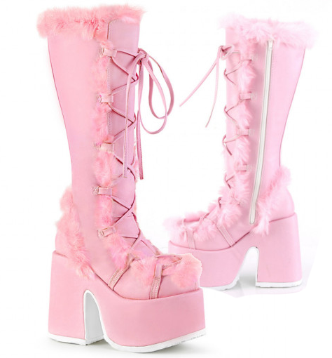 DEMONIACULT CAMEL-311 Pink Vegan Suede