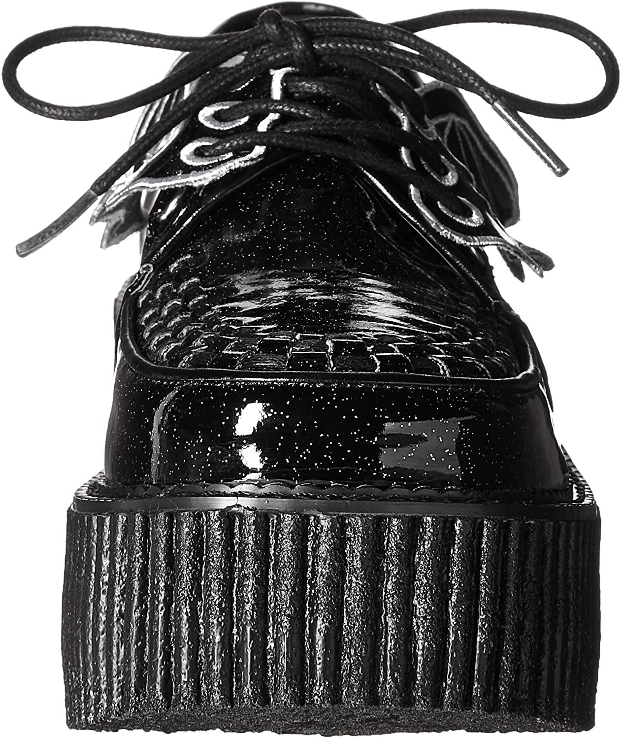 DEMONIACULT CREEPER-205 Black Vegan Leather Glitter