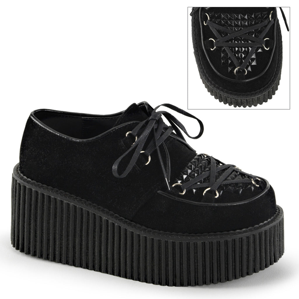 DEMONIACULT CREEPER-216 Black Vegan Suede