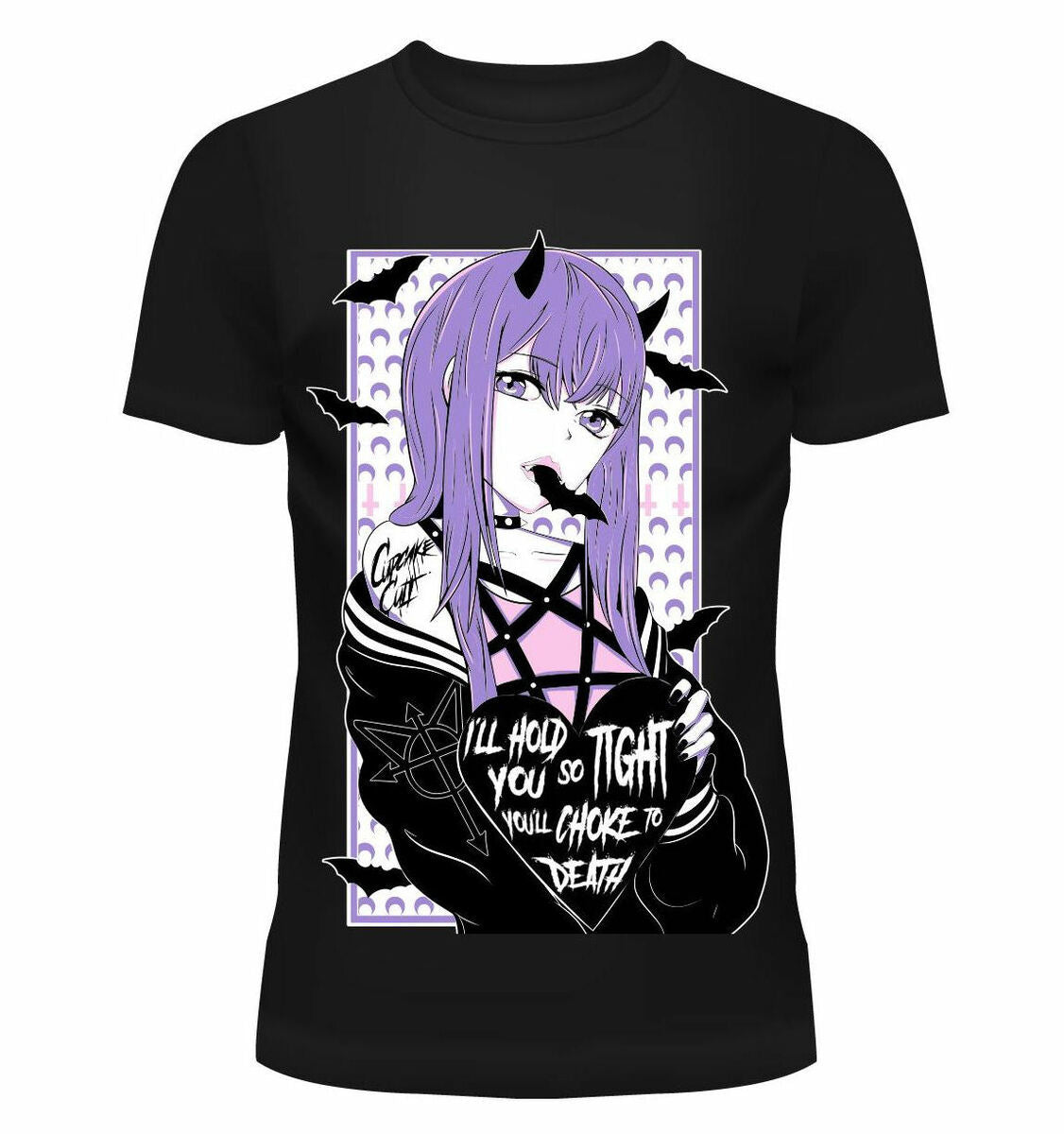 T-shirt Anime Dark girl black heart