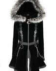 RESTYLE CAPPOTTO IN VELLUTO CON FINTA PELLICCIA ED ANELLI
