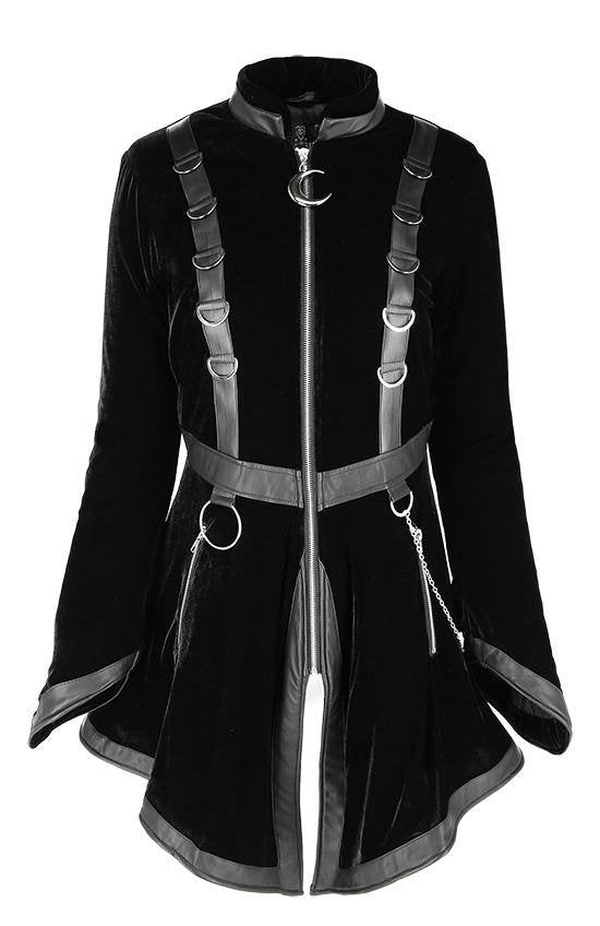 RESTYLE CAPPOTTO IN VELLUTO CON FINTA PELLICCIA ED ANELLI