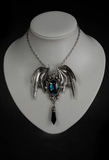RESTYLE COLLANA GOTHIC WING BAT CYAN
