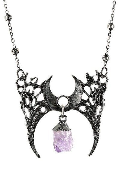 Collana Crescent New Moon Purple Stone