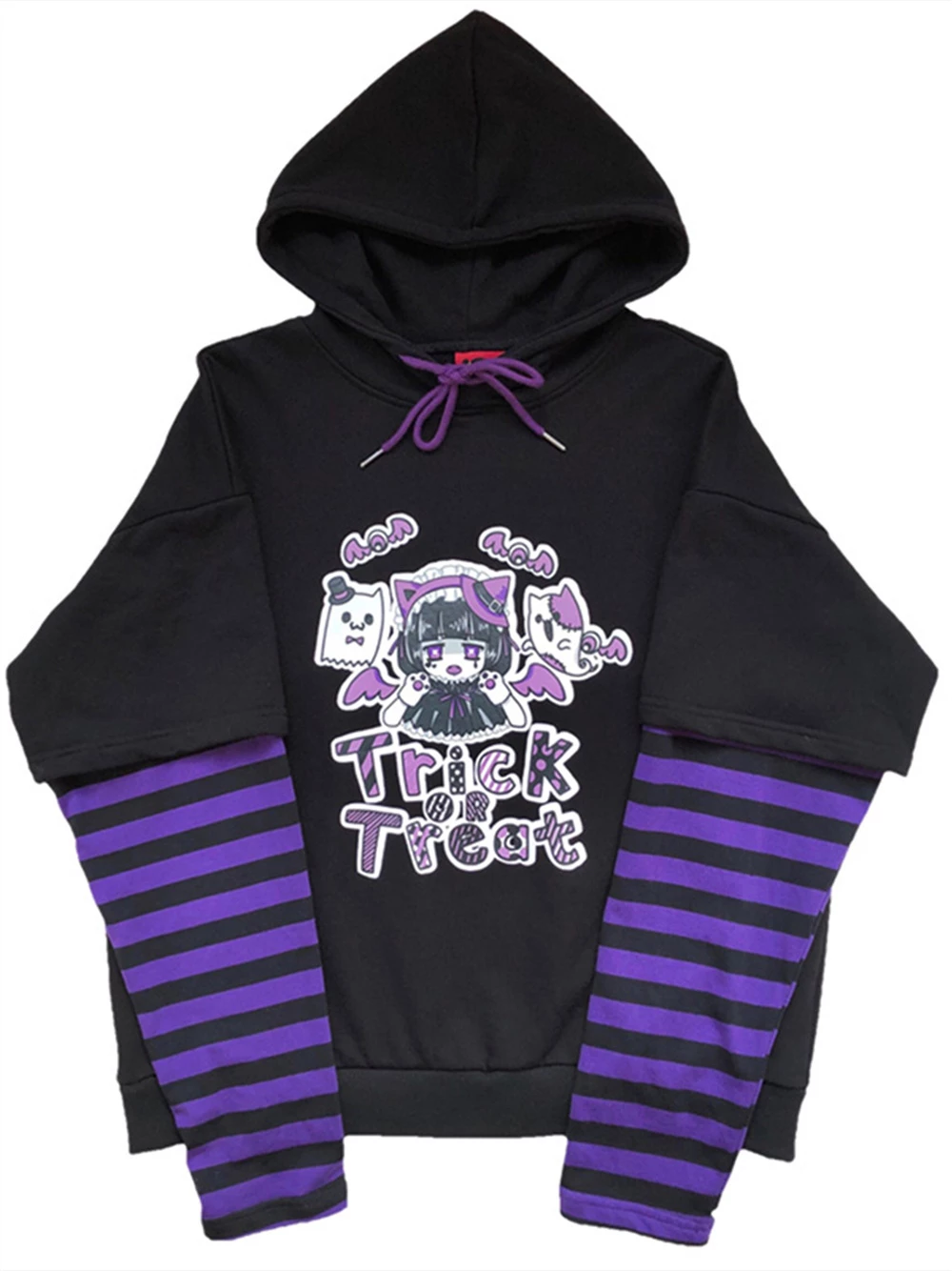 Felpa Anime Maniche colorate a righe: Trick Or Treat