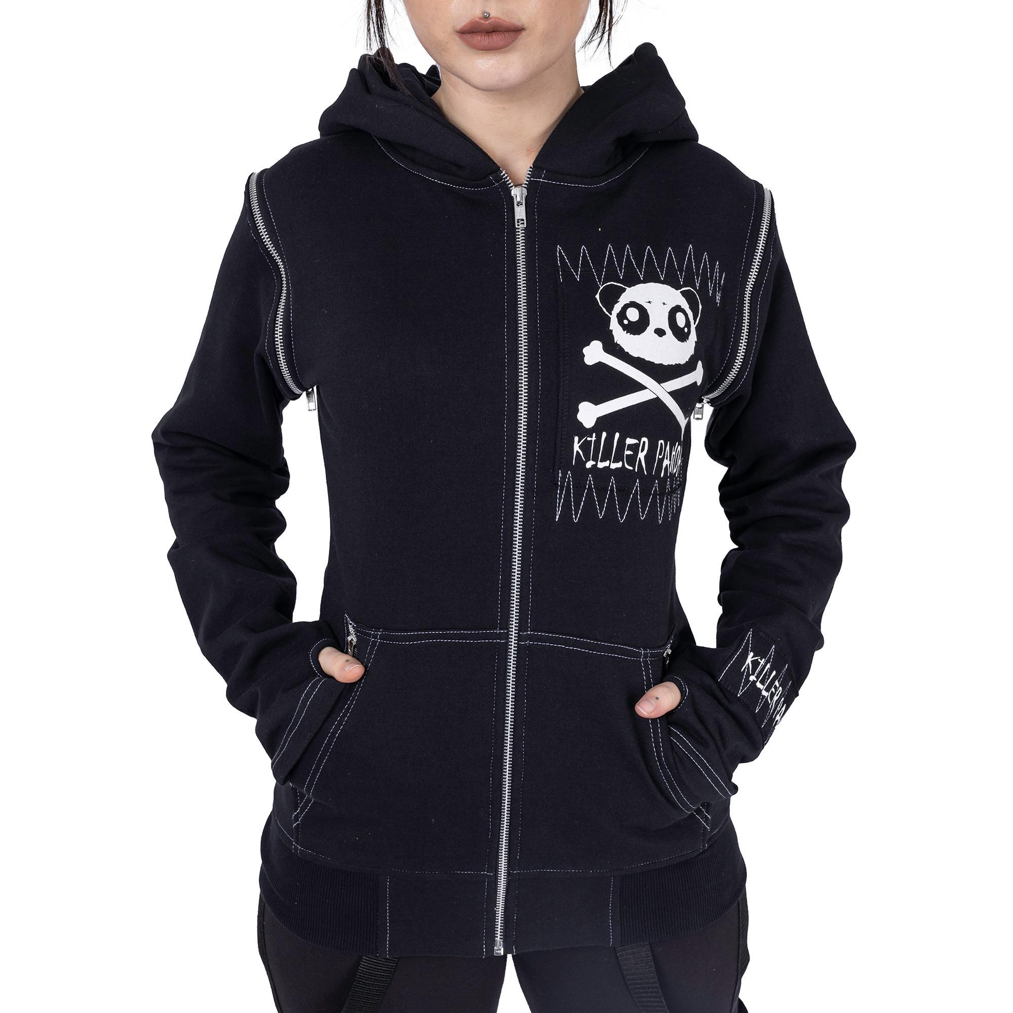 Felpa zip ed orecchie panda