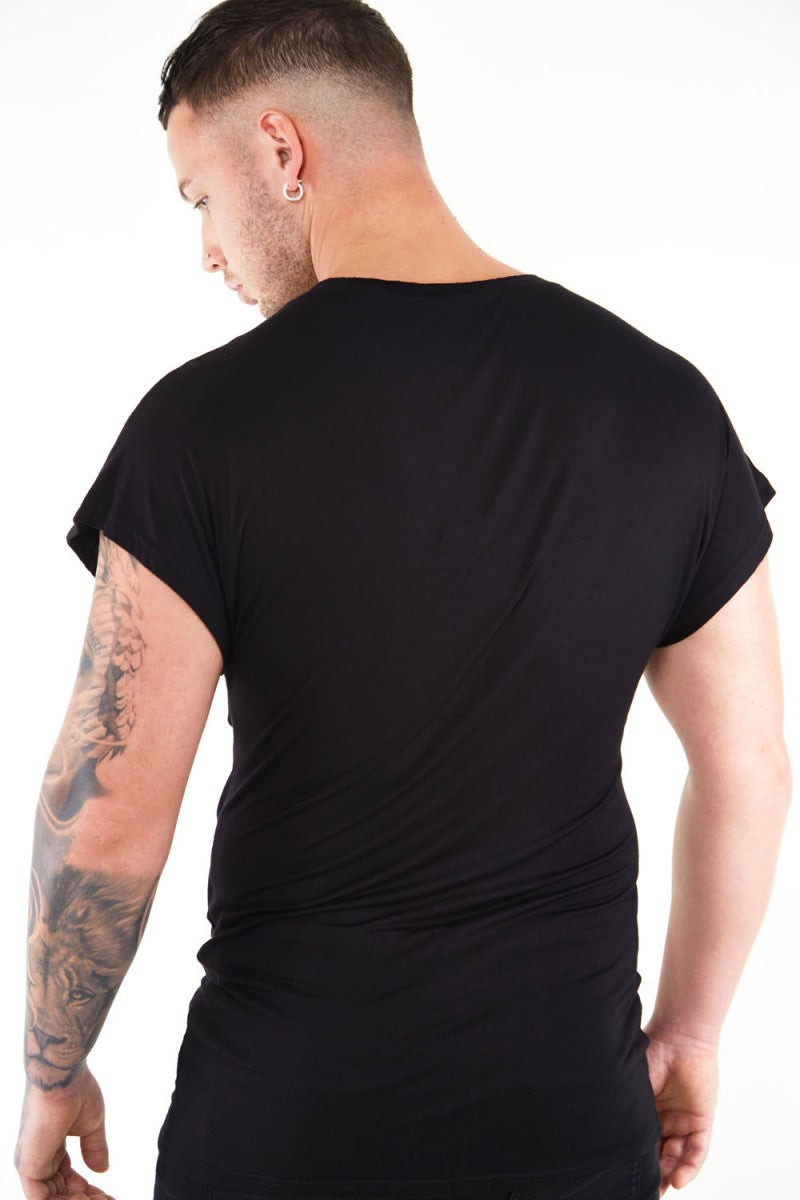 T-shirt con effetto cassa toracica in rete