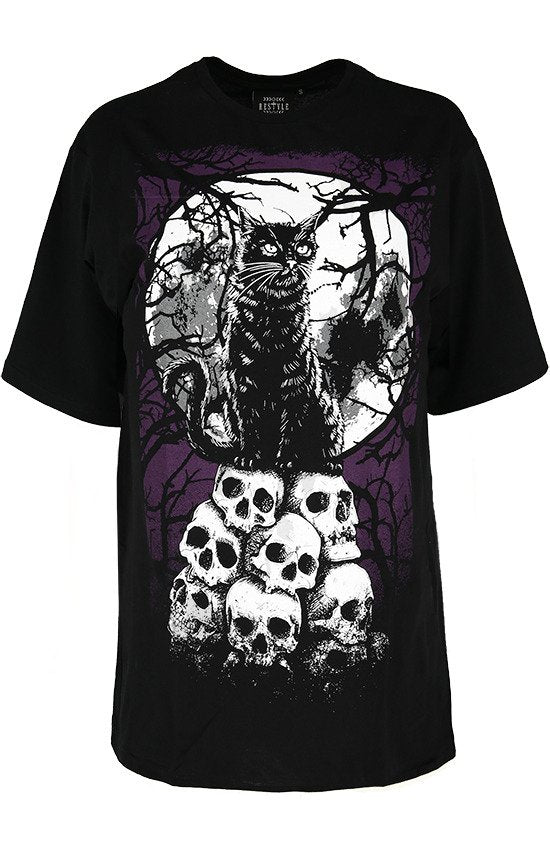 T-Shirt Black Cat Throne of Skulls
