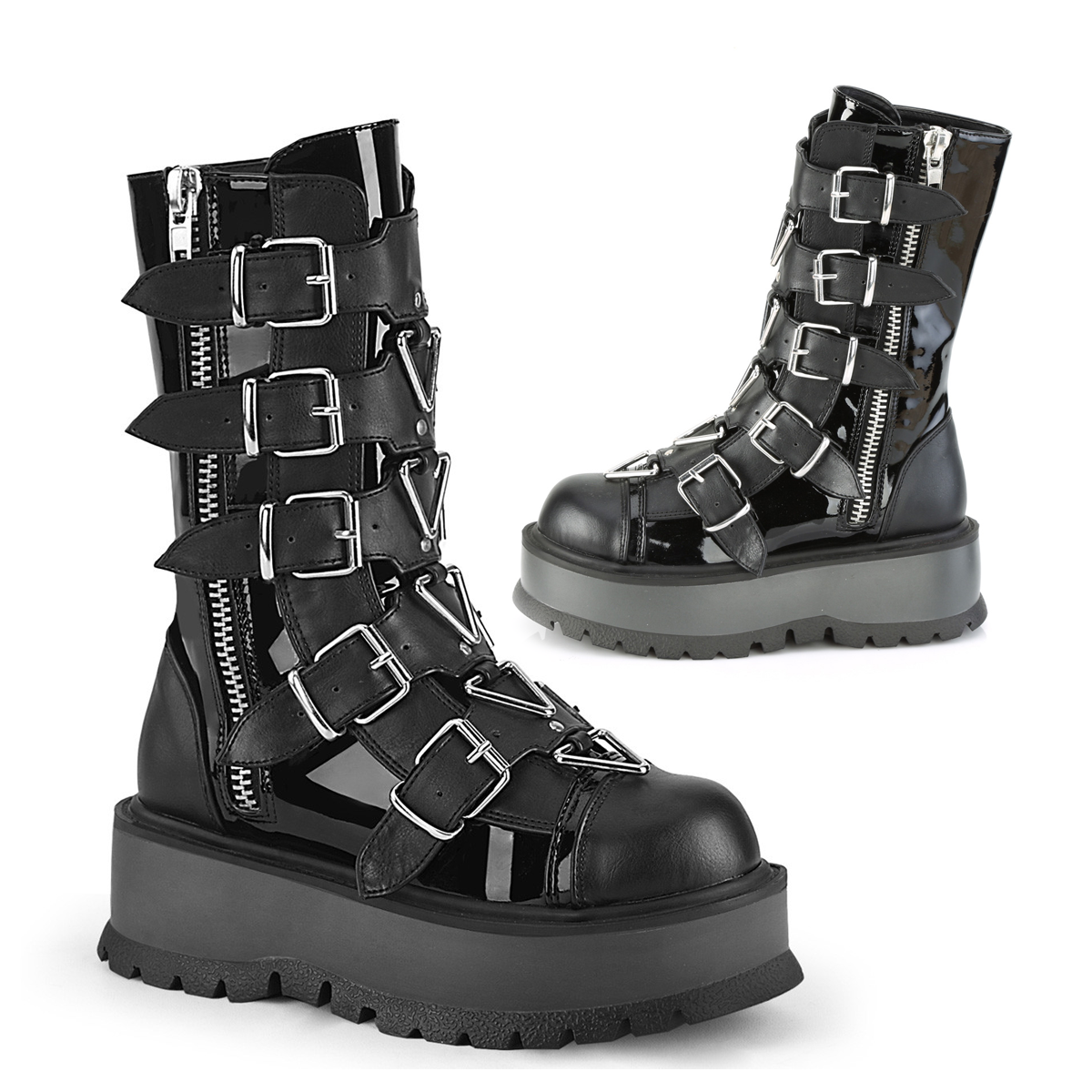 DEMONIACULT SLACKER-160 Black Pvc Vegan Leather