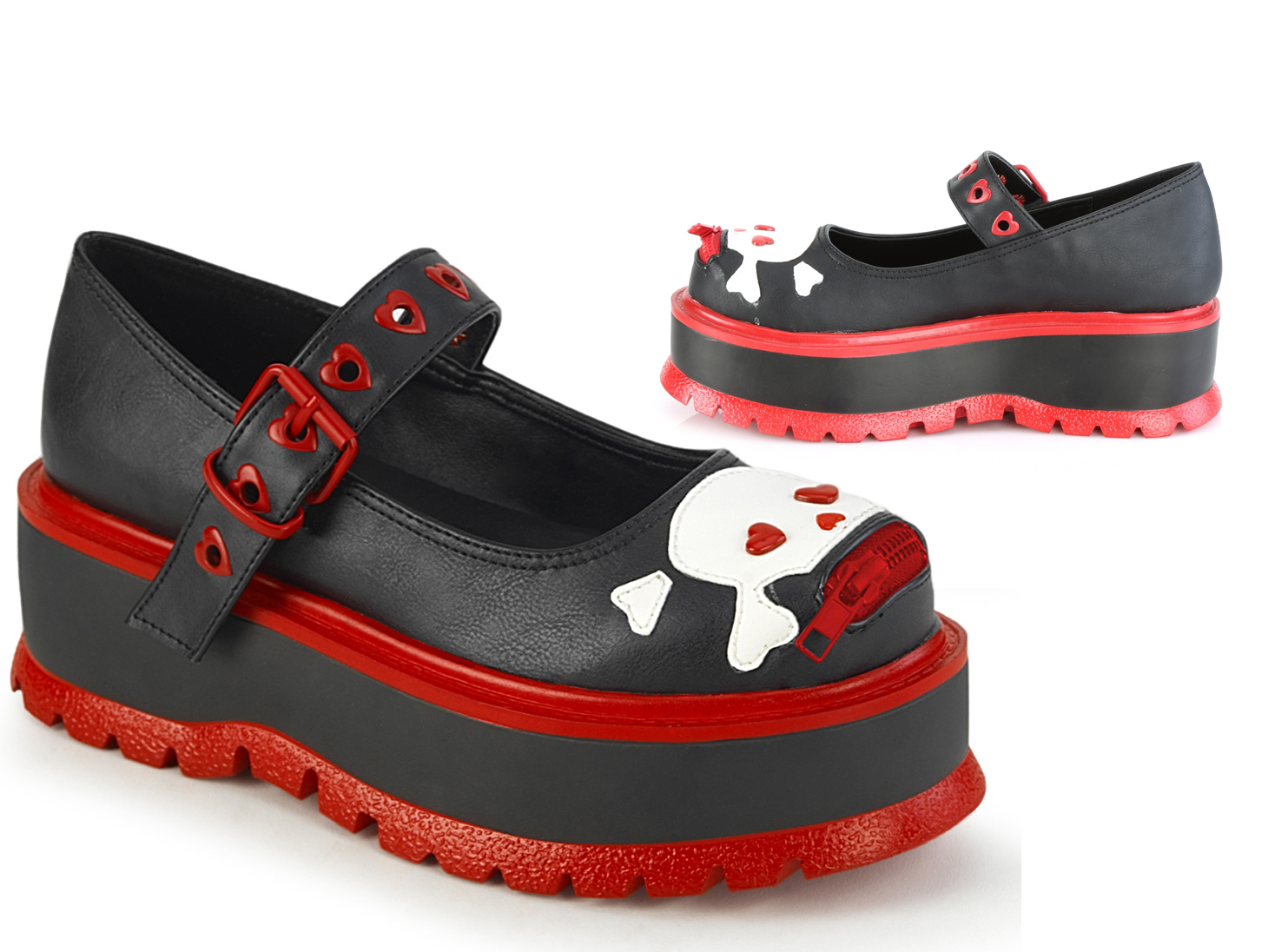 DEMONIACULT SLACKER-27 Black and Red Vegan Leather