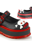DEMONIACULT SLACKER-27 Black and Red Vegan Leather