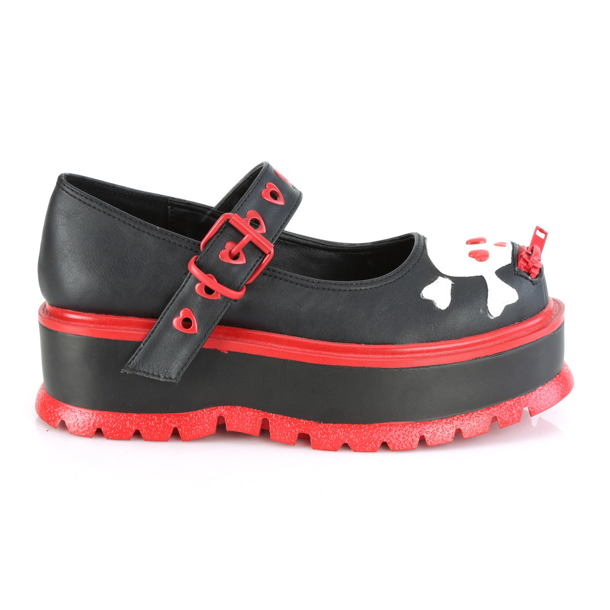 DEMONIACULT SLACKER-27 Black and Red Vegan Leather