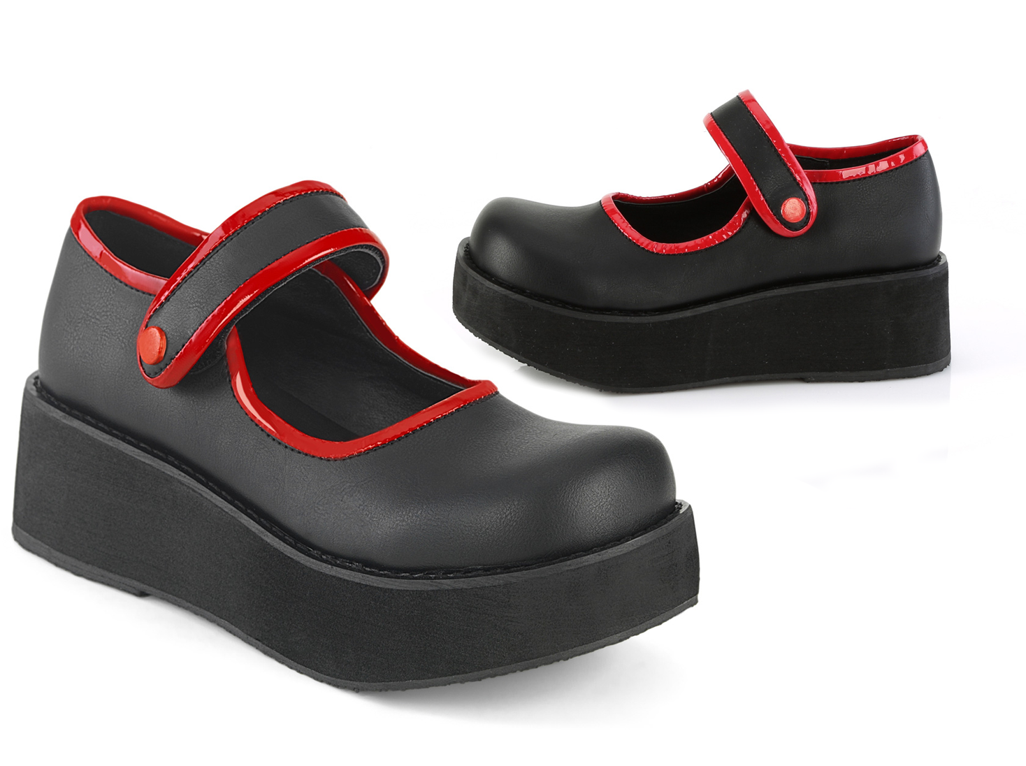 DEMONIACULT SPRITE-01 Black and Red Vegan Leather