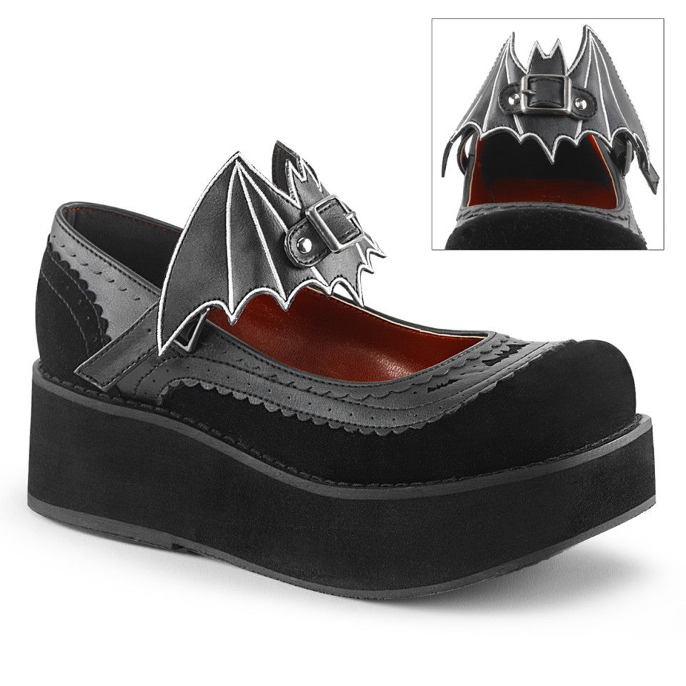 DEMONIACULT SPRITE-09 Black Vegan Leather and Velvet