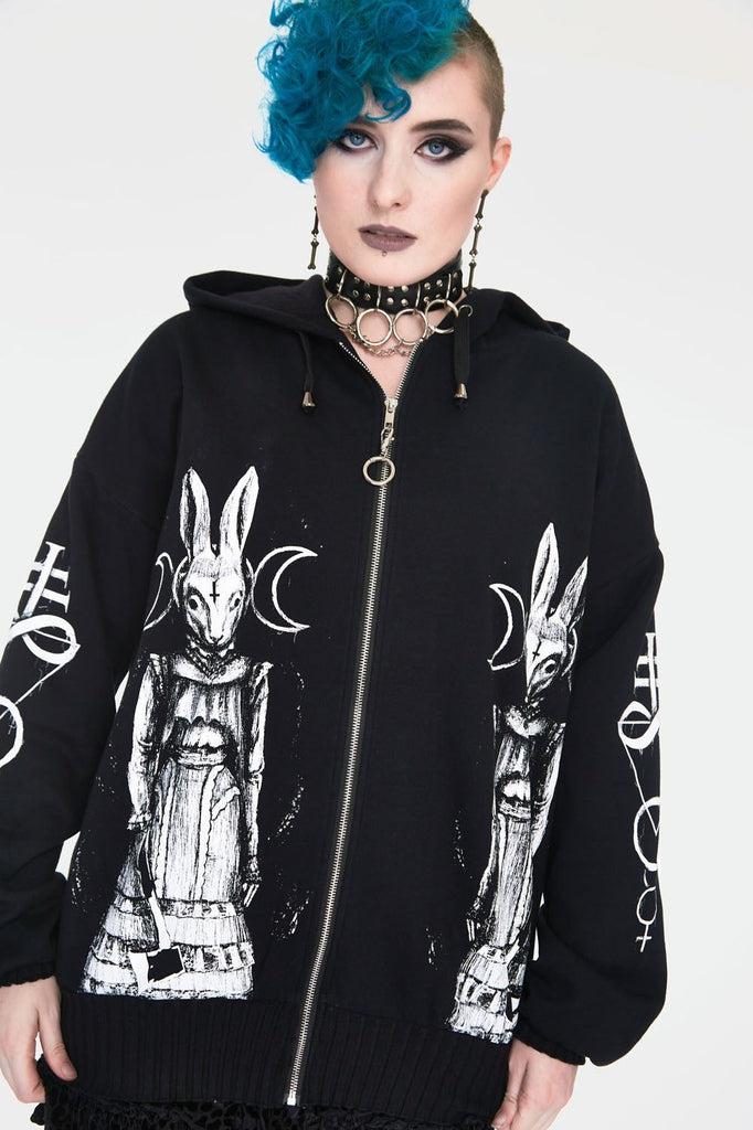 Felpa oversize cacciatrice maschera da coniglio