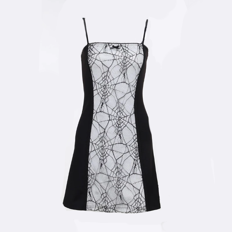 Vestito Nero e Bianco con motivo a Ragnatele