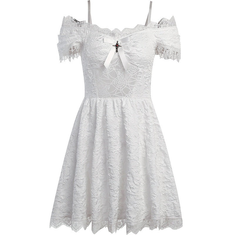 Vestito Gotico Bianco con Ricami