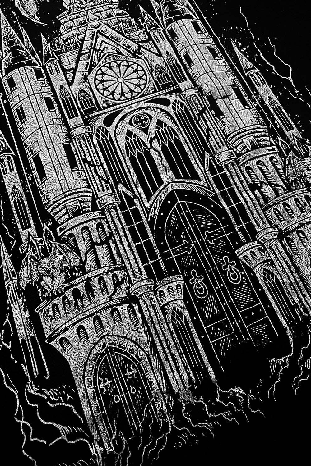 vampirefreaks - T-shirt Gargoyle Cathedral [ARGENTO METALLIZZATO]