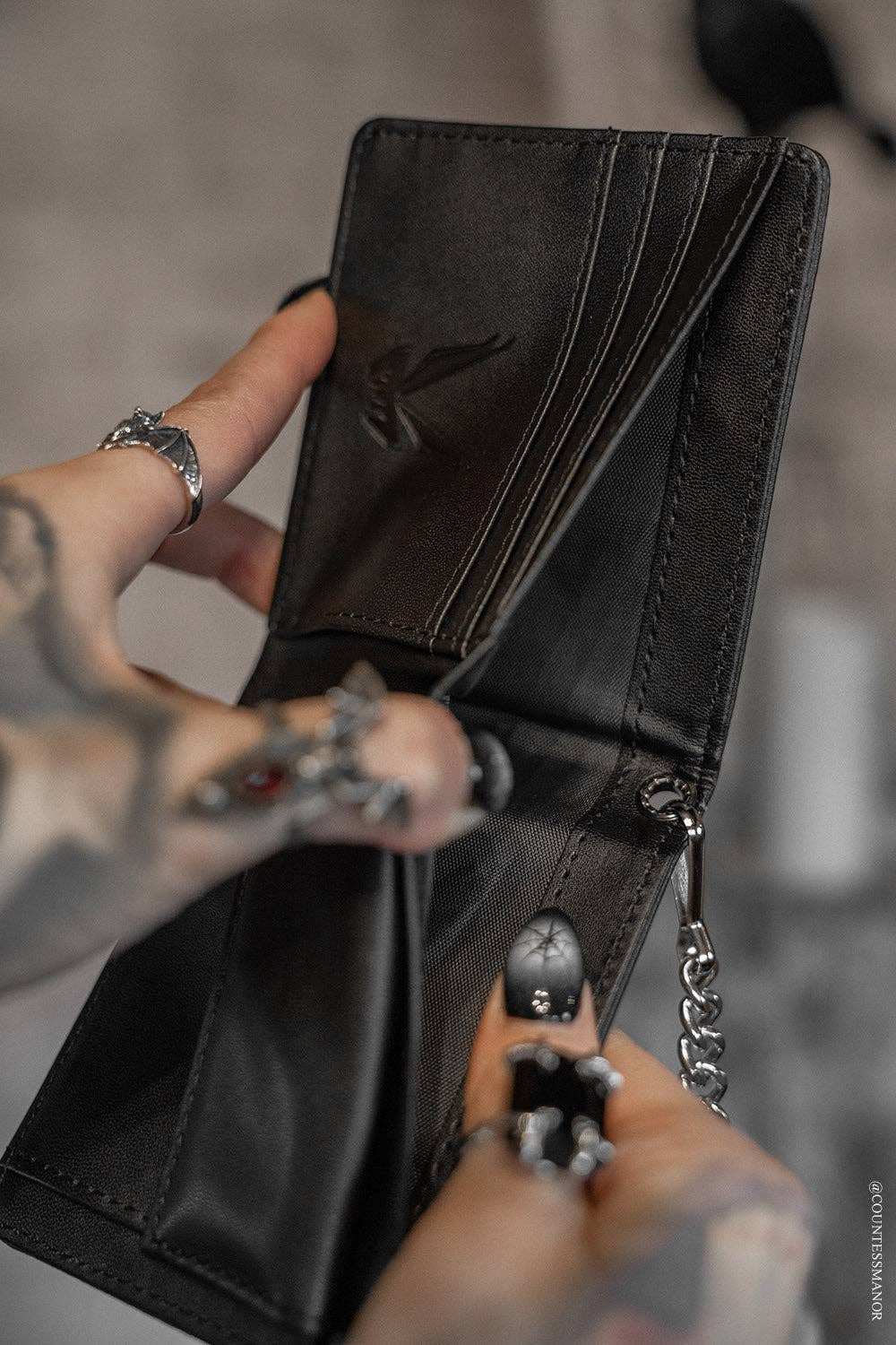 vampirefreaks - Portafoglio Bifold in Pelle con Catena