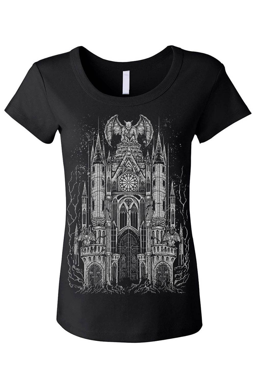 vampirefreaks - T-shirt Gargoyle Cathedral [ARGENTO METALLIZZATO]