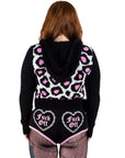 Maglione con zip rosa con stampa leopardata: Leopardo Rosa