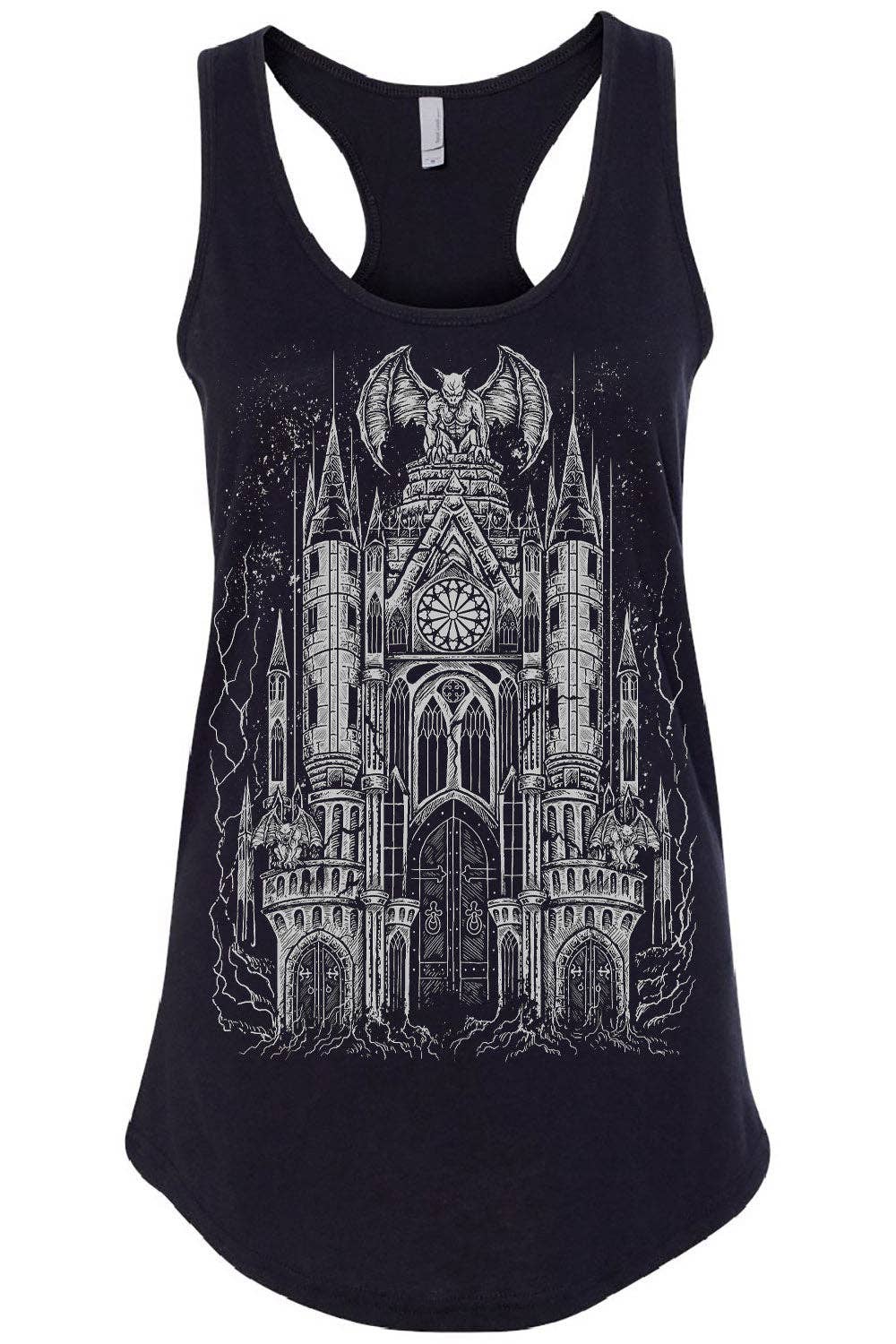 vampirefreaks - T-shirt Gargoyle Cathedral [ARGENTO METALLIZZATO]